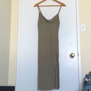 Shein Olive Green Ribbed Dress